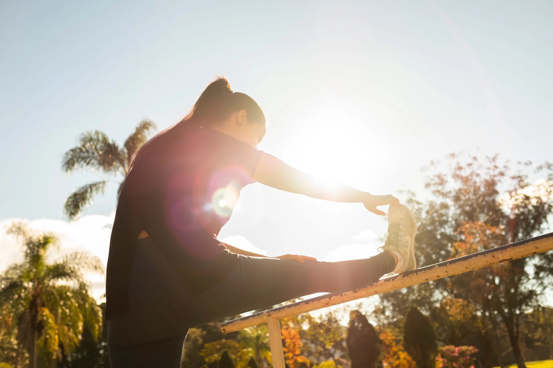Generic lifestyle photograph of stretching outdoors